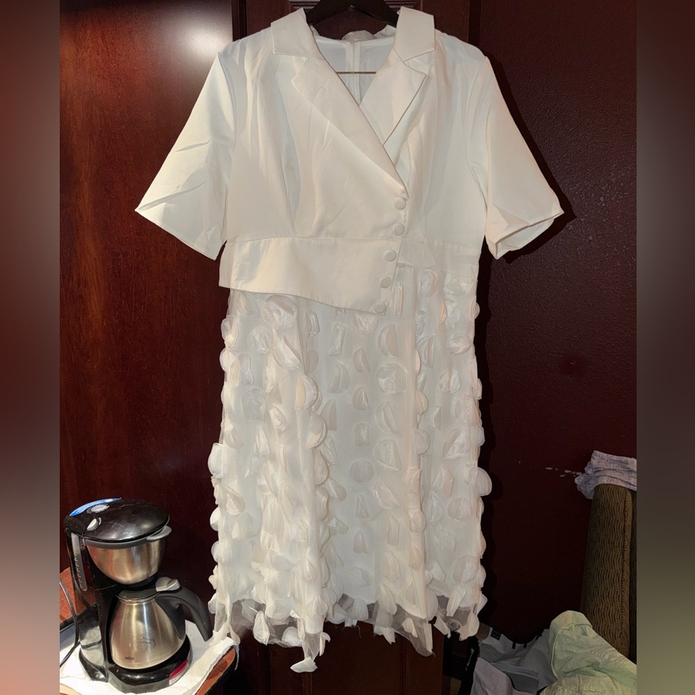 Elegant Faux White faux Two-Piece Dress Set 16